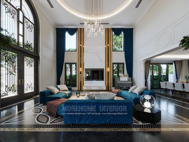 Morehome đã tạo nên những thiết kế nội thất phòng khách sang trọng và đẳng cấp cho gia chủ tại biệt thự Hải Phòng.